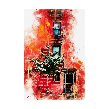 Philippe Hugonnard 'NYC Watercolor Collection - Red Facade' Canvas Art,22x32